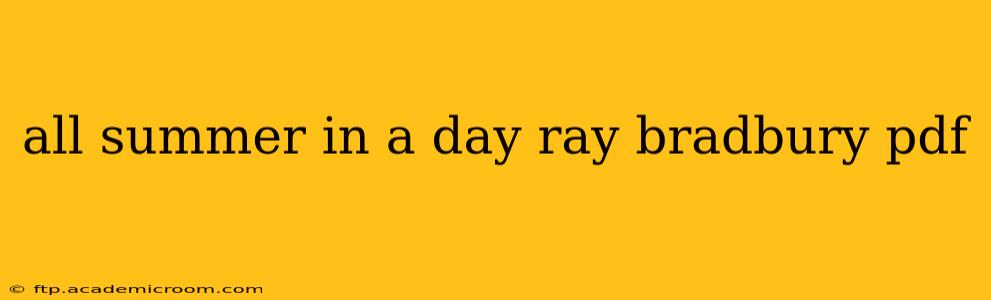 all summer in a day ray bradbury pdf