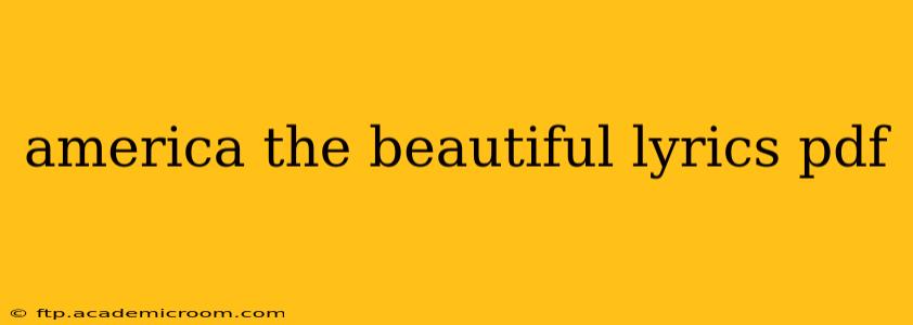 america the beautiful lyrics pdf