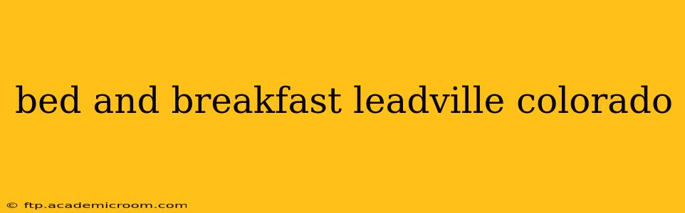 bed and breakfast leadville colorado