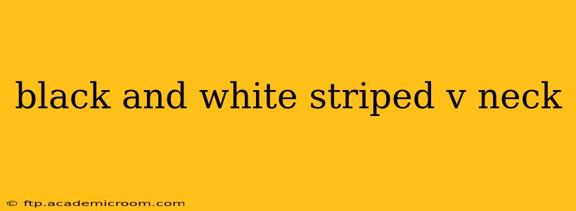 black and white striped v neck