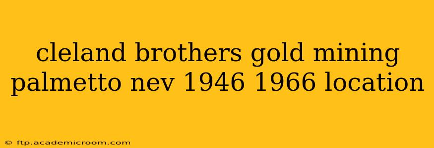 cleland brothers gold mining palmetto nev 1946 1966 location