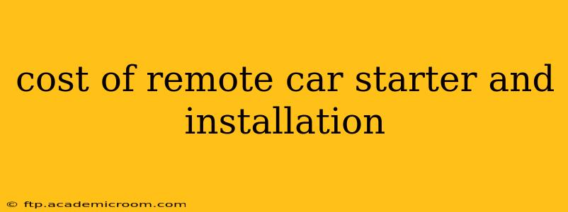 cost of remote car starter and installation