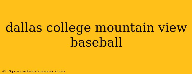 dallas college mountain view baseball