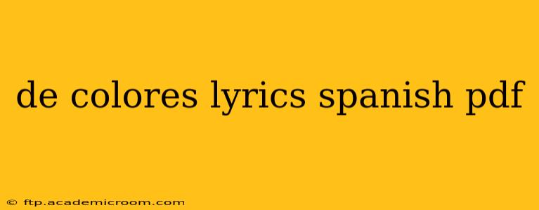 de colores lyrics spanish pdf