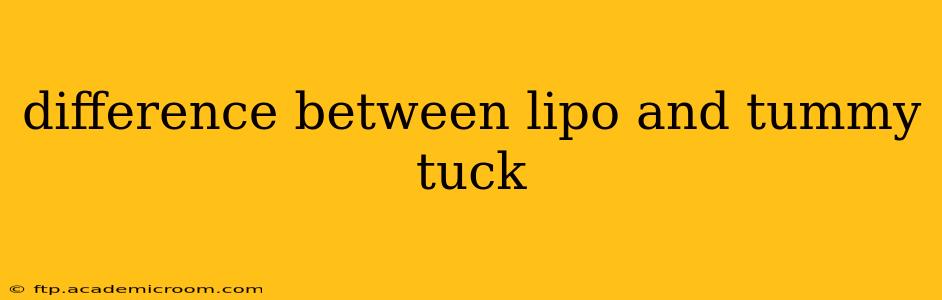 difference between lipo and tummy tuck