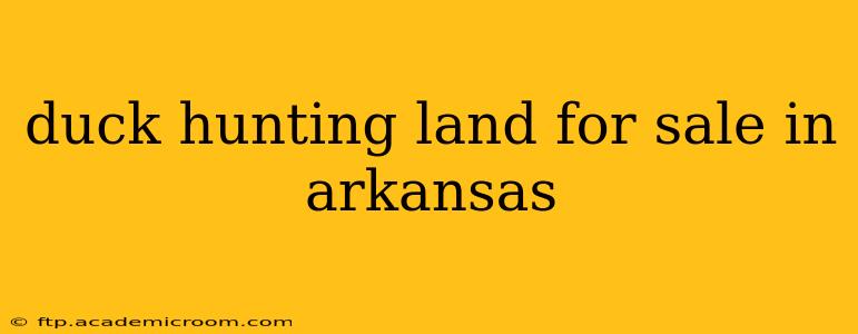 duck hunting land for sale in arkansas