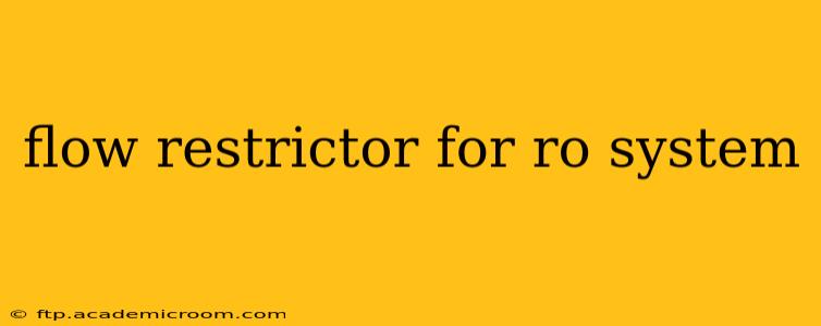 flow restrictor for ro system