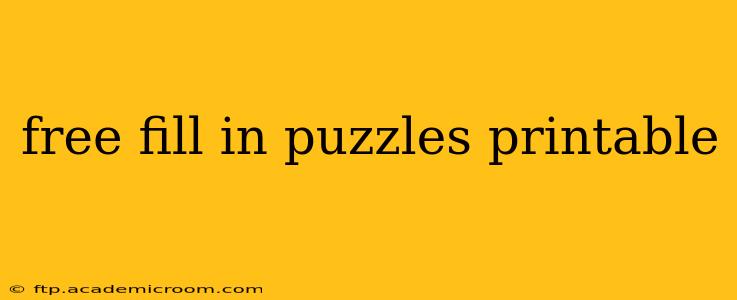 free fill in puzzles printable