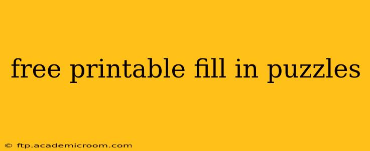 free printable fill in puzzles