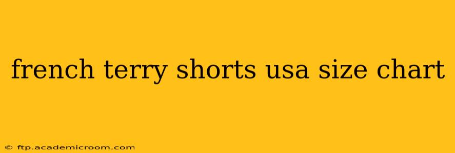 french terry shorts usa size chart