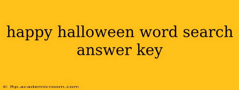 happy halloween word search answer key