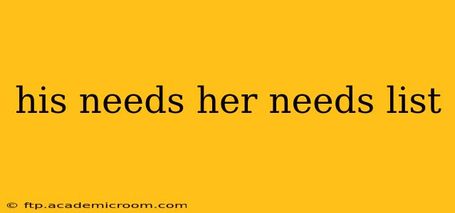 his needs her needs list