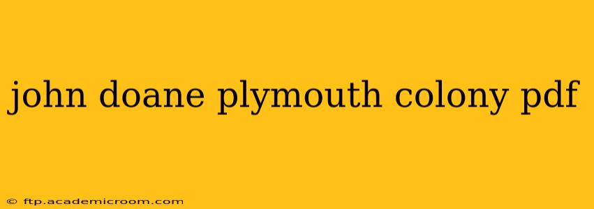 john doane plymouth colony pdf