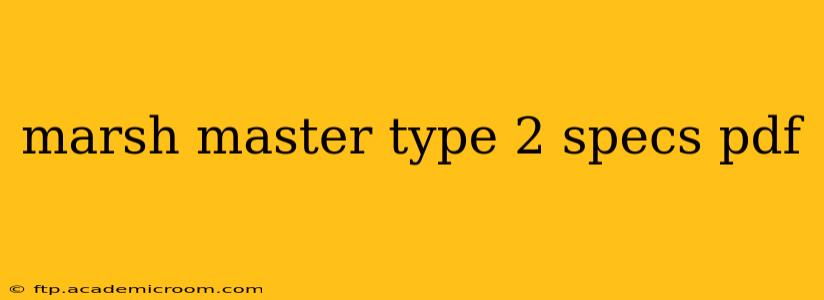 marsh master type 2 specs pdf
