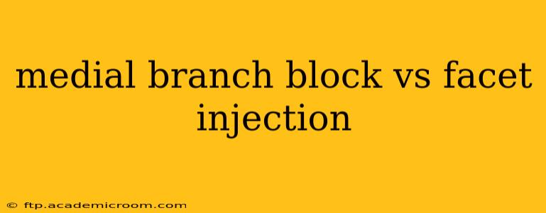 medial branch block vs facet injection