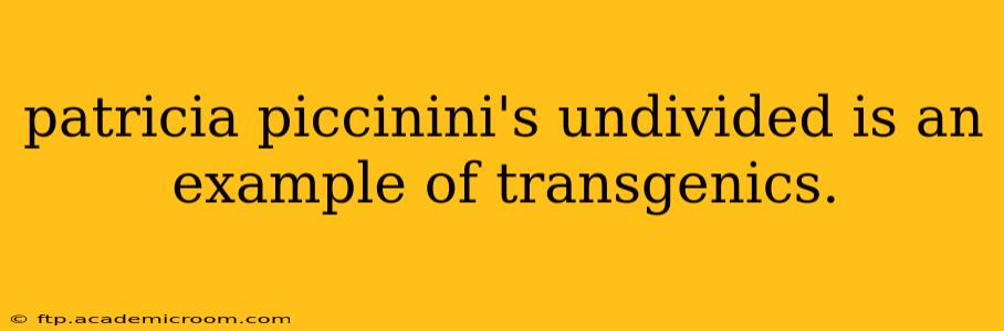 patricia piccinini's undivided is an example of transgenics.