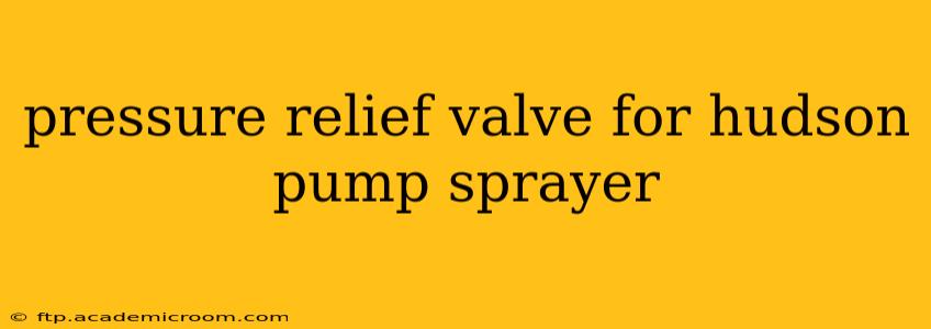 pressure relief valve for hudson pump sprayer