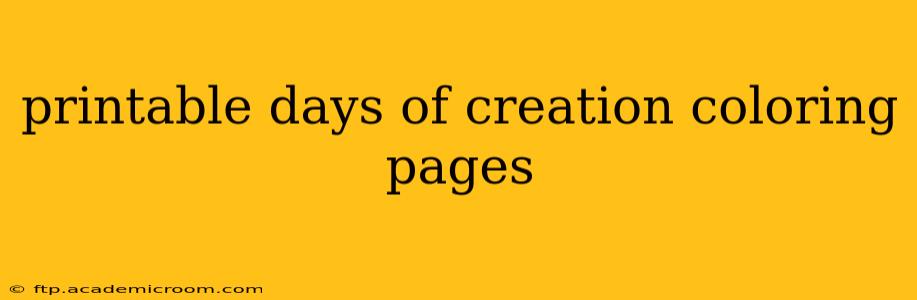 printable days of creation coloring pages