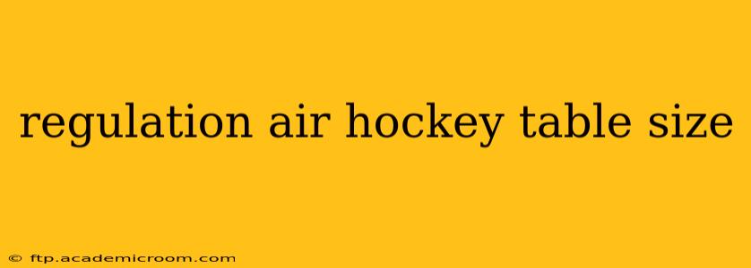regulation air hockey table size