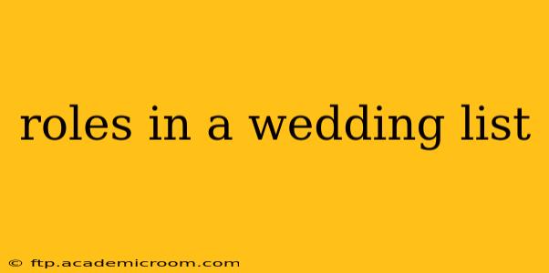 roles in a wedding list