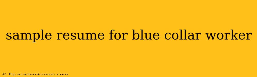sample resume for blue collar worker