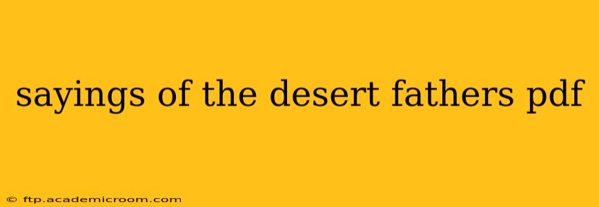 sayings of the desert fathers pdf