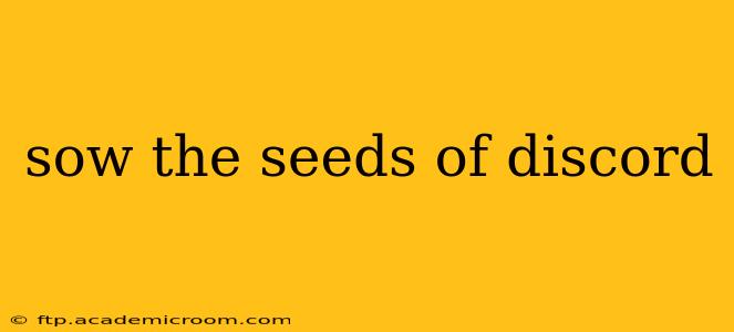 sow the seeds of discord