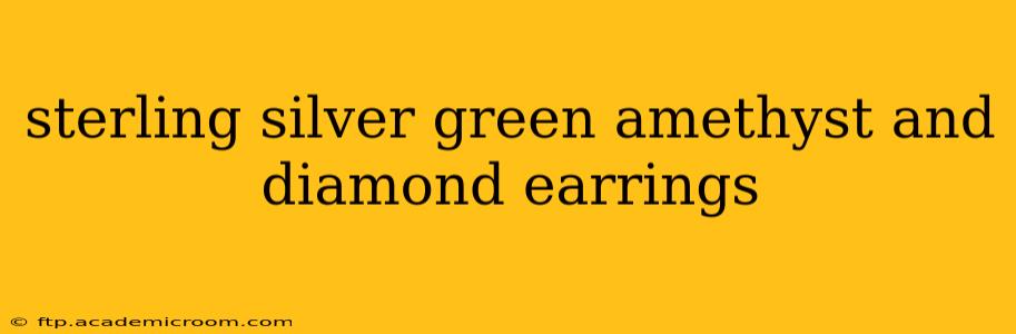 sterling silver green amethyst and diamond earrings