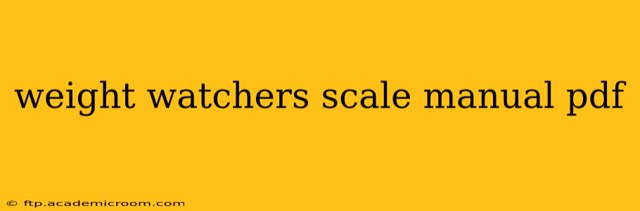 weight watchers scale manual pdf