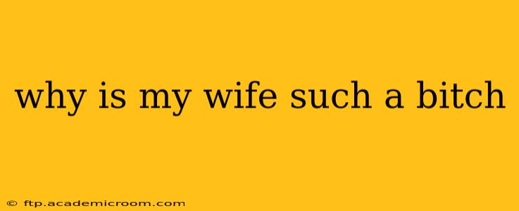 why is my wife such a bitch why is my wife such a bitch