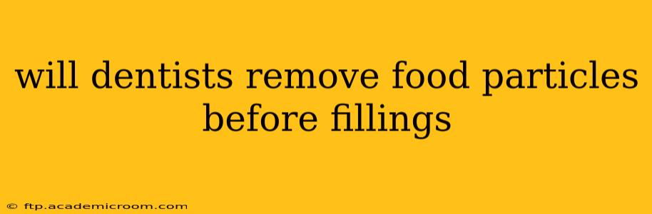 will dentists remove food particles before fillings